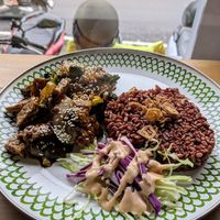 Teriyaki Tempeh and Brocolli Stir Fry at Warung Dua Hati in Canggu
