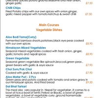 Vegan menu (2025) at Yak The Himalayan Kitchen in Swindon