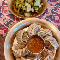 Pan-fried vegetable Momos and Bok choi (which was amazing!) at Yak The Himalayan Kitchen in Swindon