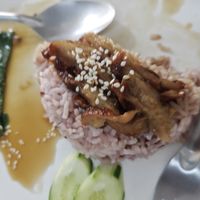 Vegan duck over rice, already eaten half of it, sorry! at Krua P S - ครัวพี่เอส in Chumphon