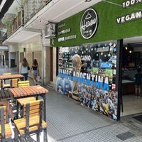 A few tables outside   at Vegan Palermo in Buenos Aires