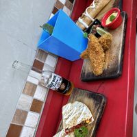 Quesadillas, burrito and fried avo  at La Taqueria in Bocas Del Toro