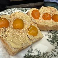 Hummus toast  at La Colona in Puerto Natales