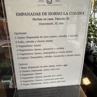 Empanada menu   at La Colona in Puerto Natales