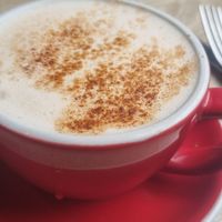 Chai latte with oat milk at Madame Waffle in Lincoln