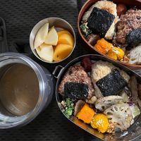 I requested in advance a vegan bento for us for the day of checkout. I brought my own containers. The ingredients are same as breakfast. at Yuzaka - Natural & Sustainable Inn in Kazuno