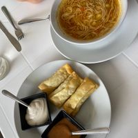 Menu del dia soup and tequeños   at Noqa Vegan in Lima