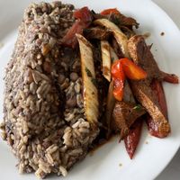 Tacu tacu con lomito (soy based)  at Noqa Vegan in Lima