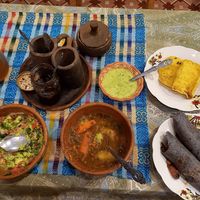 The menu of the day (hibiscus water is missing) - yes this is for one person :) at ART Libreria in San Cristobal De Las Casas