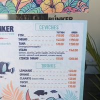 Menu at El Bunker in Bucerias