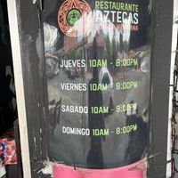 Opening hours  at Aztecas Mexican  in San Isidro De El General