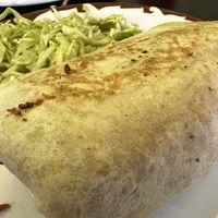 Vegan burrito with their house salsa  at Modern Times Cafe in Minneapolis
