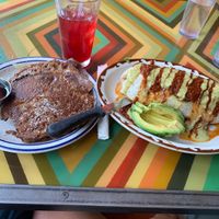 v french toast and bfat burro w ranchero and avoooo  at Modern Times Cafe in Minneapolis