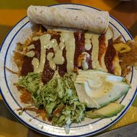 Hash browns rancheros, scrambled tofu, tortillas. Half order! at Modern Times Cafe in Minneapolis