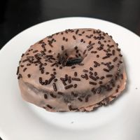 Strawberry chocolate donut (vegan) at Modern Times Cafe in Minneapolis