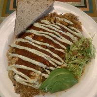 Hash brown rancheros  at Modern Times Cafe in Minneapolis