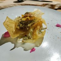 Dessert was a deconstructed baklava of dehydrated fruit, chickpea cream, and a delicious apple jam at Diacá in Guatemala City
