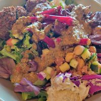 Falafel bowl with all of the vegan friendly fixings! at Mezeh in Severna Park