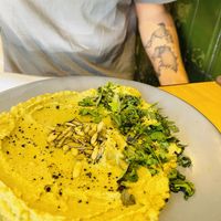 Broccoli hummus  at Changos Veganos in Mexico City