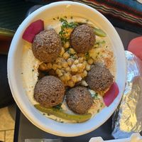 Hummus platter with falafel  at Baba's Pantry in Kansas City