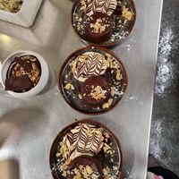 Vegan mi-cuit, sweet potatoes and chocolate, served with vegan custard cream ❤️‍🔥 at Totem & Tempo Restaurant Bar Tapas in Lyon