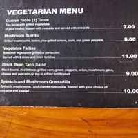 Vegetarian menu including many vegan items at Habanero Grill Mexican in Henderson