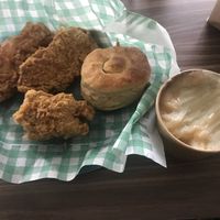 Tofu frito, puré y bisquets  at VFT Vegan Fried Tofu - temporarily closed in Mexico City