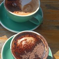 almond coffees at Grumbling Goose in Belgrave