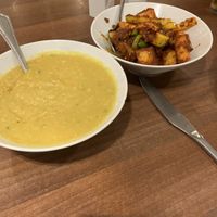 Gunpowder potato side and tarka dahl  at Raj Bari in Newcastle Upon Tyne