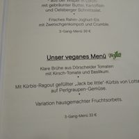 Vegan menu at Fetz -Das Loreley Hotel in Doerscheid
