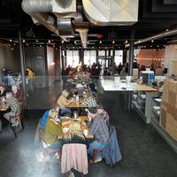 The dining room  at Cushnoc Brewing Co in Augusta