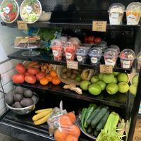 Selection of fruit salads and yoghurt bowls - soya yoghurt available   at Alfonsito in Sevilla