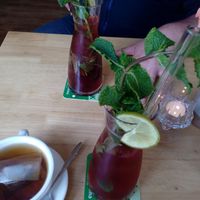 Hausgemachte Limonade - Granatapfel und Wassermelone at Veganam in Kiel