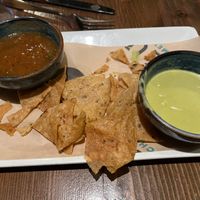 Free chips and dips. The salsas were very good at LUNA Mexican Kitchen in Campbell