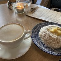 Cappuccino and delicious Solskinnsbulle.   at Håndbakt in Oslo