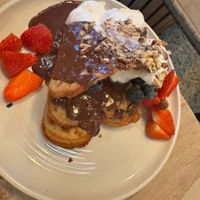 Vegan waffle with homemade Nutella   at Håndbakt in Oslo