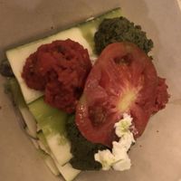 Heirloom tomato and zucchini raw lasagnas   at Besina in Providence