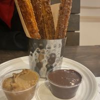 Churros and chocolate with dulce de leche  at Besina in Providence