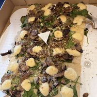 Mushrooms with cashew cheese and garlicc  at Hot Tongue Pizza in Los Angeles