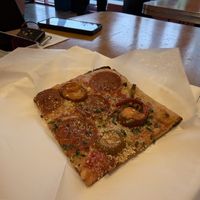 Vegan pepperoni and hot pepper slice  at Hot Tongue Pizza in Los Angeles