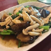 Mushroom and mustard greens at Tin Sun in Ipoh