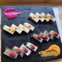 Beautiful Presentations (Tofu and Radish Raspberry)  at Cofu in Vancouver