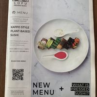 Great menu - 4 omakase choices  at Cofu in Vancouver