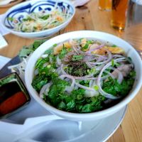 Vegan pho and veganized papaya salad at Bánh Mì and Bottles in Philadelphia