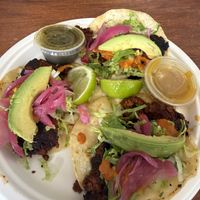Soyrizo tacos with mango habanero and salsa verde   at Shaka Tacoz in Captain Cook