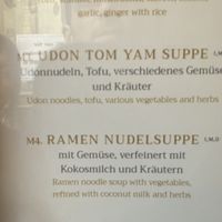 menu  at Secret Garden in Munich