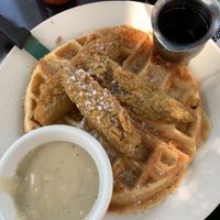 Chicken and waffles  at Veggie Galaxy in Cambridge