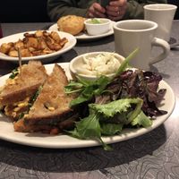 Hubby’s biscuits and gravy were good too. at Veggie Galaxy in Cambridge