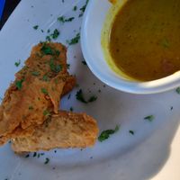 Chicken fingers with agave mustard at Veggie Galaxy in Cambridge