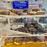 Weekend donuts - apple cider, Boston cream and cinnamon rolls   at Veggie Galaxy in Cambridge